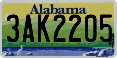 AL license plate 3AK2205