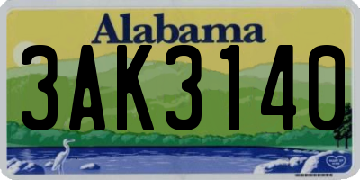 AL license plate 3AK3140