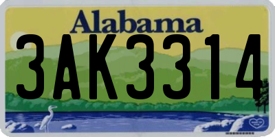 AL license plate 3AK3314