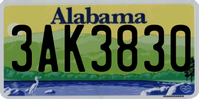 AL license plate 3AK3830