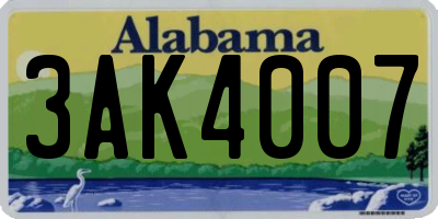 AL license plate 3AK4007