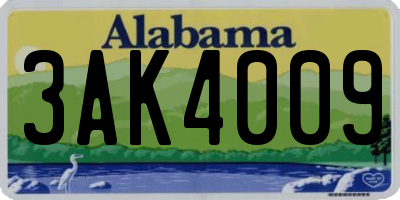 AL license plate 3AK4009