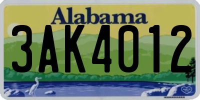 AL license plate 3AK4012