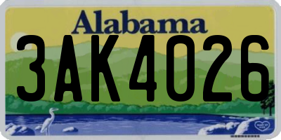 AL license plate 3AK4026