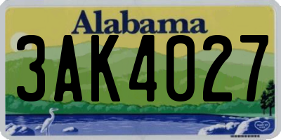 AL license plate 3AK4027