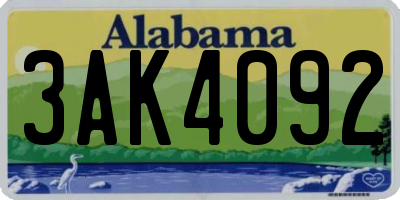 AL license plate 3AK4092