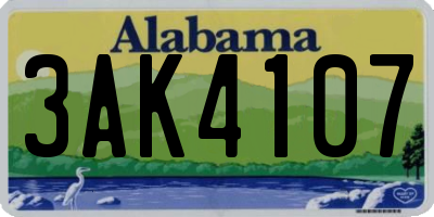 AL license plate 3AK4107