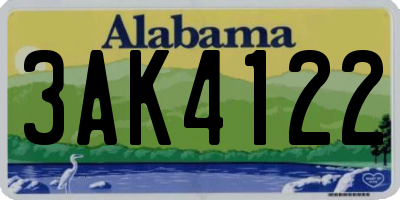 AL license plate 3AK4122