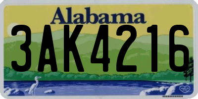 AL license plate 3AK4216