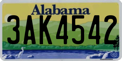 AL license plate 3AK4542