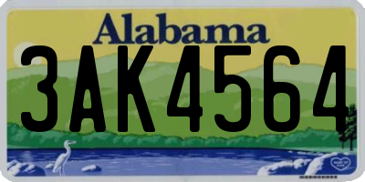 AL license plate 3AK4564