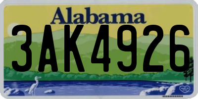 AL license plate 3AK4926