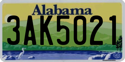 AL license plate 3AK5021