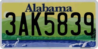 AL license plate 3AK5839