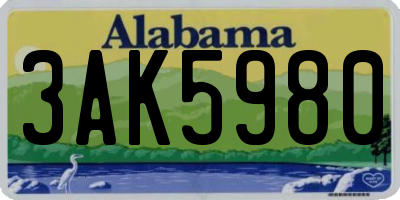 AL license plate 3AK5980