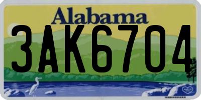 AL license plate 3AK6704