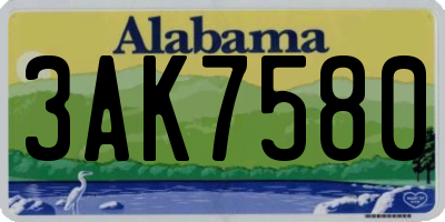 AL license plate 3AK7580