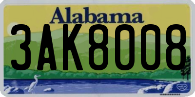 AL license plate 3AK8008