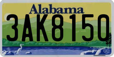 AL license plate 3AK8150