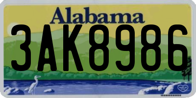AL license plate 3AK8986