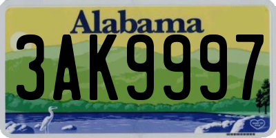 AL license plate 3AK9997