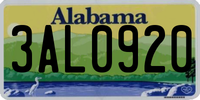 AL license plate 3AL0920