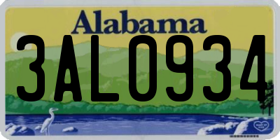 AL license plate 3AL0934