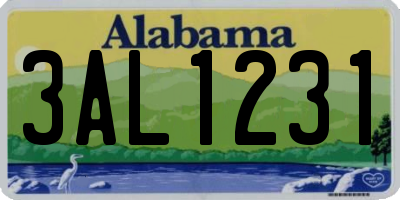 AL license plate 3AL1231