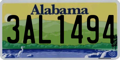 AL license plate 3AL1494
