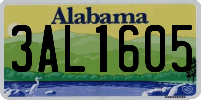 AL license plate 3AL1605
