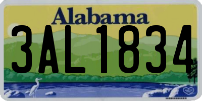 AL license plate 3AL1834