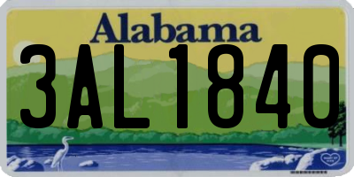 AL license plate 3AL1840