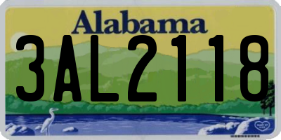 AL license plate 3AL2118