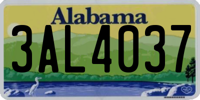 AL license plate 3AL4037