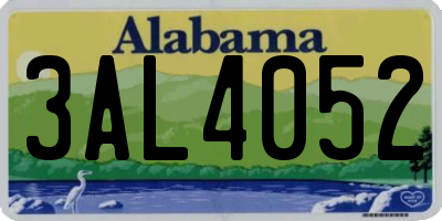 AL license plate 3AL4052