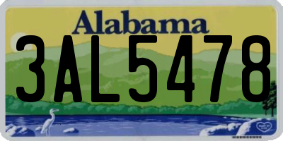 AL license plate 3AL5478