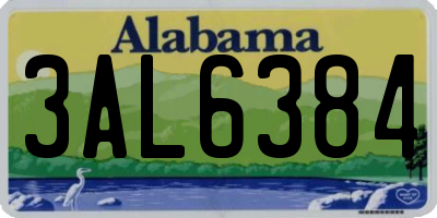 AL license plate 3AL6384
