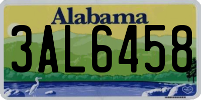 AL license plate 3AL6458