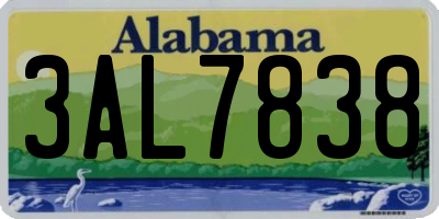 AL license plate 3AL7838