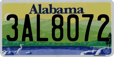 AL license plate 3AL8072