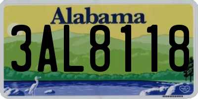 AL license plate 3AL8118