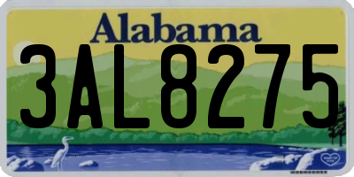AL license plate 3AL8275
