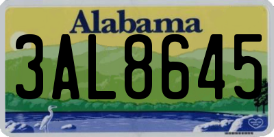 AL license plate 3AL8645