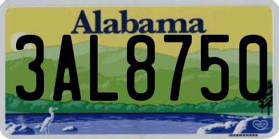 AL license plate 3AL8750