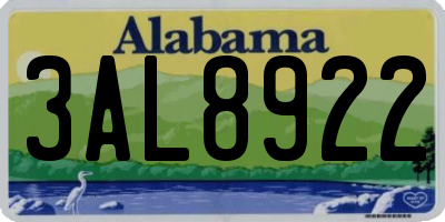 AL license plate 3AL8922