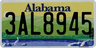 AL license plate 3AL8945