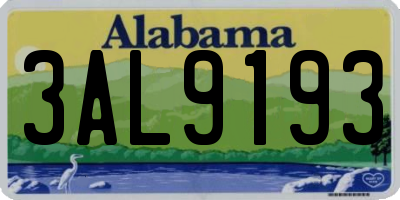 AL license plate 3AL9193