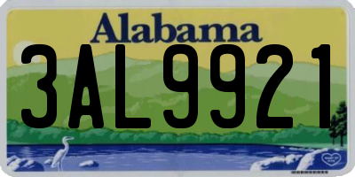 AL license plate 3AL9921
