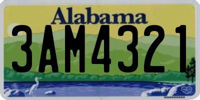 AL license plate 3AM4321
