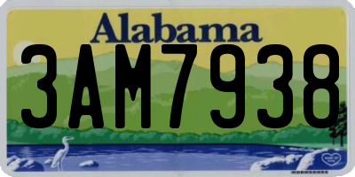 AL license plate 3AM7938